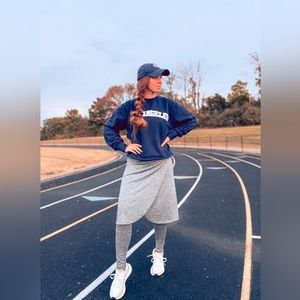 Space Dye Gray Faux Wrap Athletic Skirt with Ankle Leggings Built in